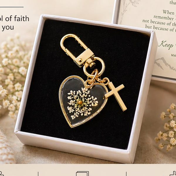Mustard Seed Keychain Christian Gift, Faith Encouragement Gift for Women, Bible Verse Keychain,  Bible Bag Charm