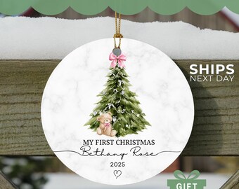 My First Christmas | Baby Gift | Baby Girl First Christmas Ornament Girls First Xmas Ornament Personalized Baby Girl Keepsake Ornament
