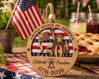 250 Anniversary Keepsake America 250 Ornament, Patriotic Wood Keepsake, 1776 2026 Christmas Decor, USA 250 Years 250 Anniversary Gift