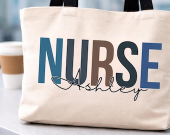 Gift for Nurse Tote Bag | Personalizedgift Nurse Bag | Zippered Canvas Tote Bag | RN Gift | Personalized Nurse Appreciation Gift