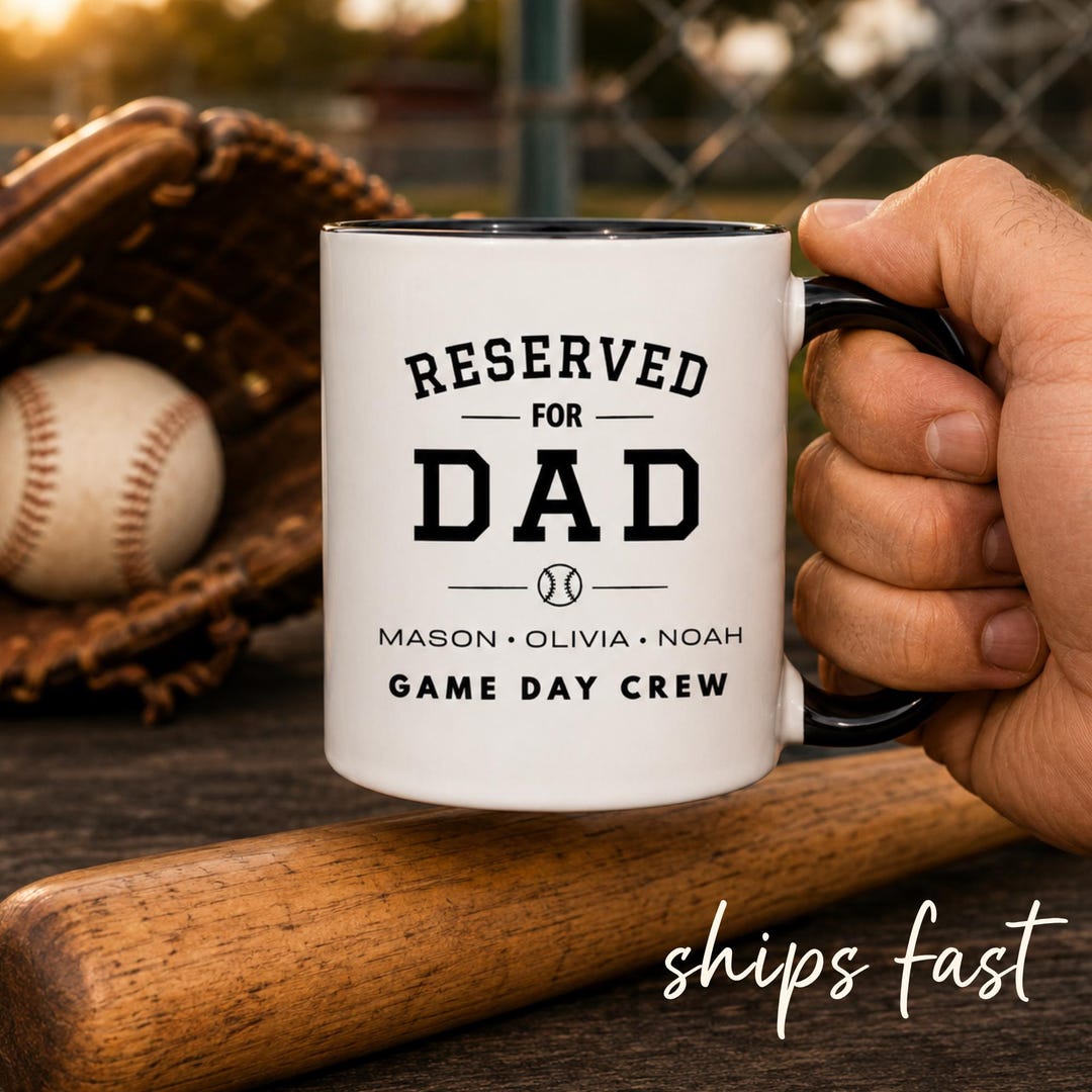 Personalized Baseball Dad Mug With Kids Names, Reserved for Dad Coffee ...
