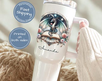 Fantasy Book Club Gift for Book Lover - Bookish Dragon Tumbler - Gift for Reader - Castle Core Aesthetic Tumbler Dragon Lovers 40 oz Tumbler