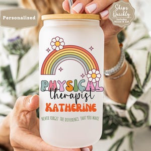 Personalized Gift for Physical Therapist, PT Appreciation Gift, Thank You Gift for Physical Therapist, Rehab Team Gift Frosted Glass Tumbler