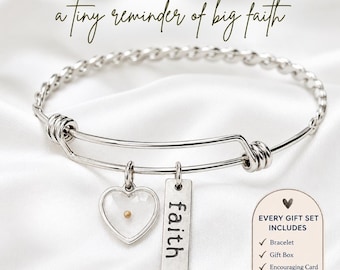 Mustard Seed Bracelet for Women, Real Mustard Seed Jewelry, Christian Encouragement Gift, Prayer Partner Gift, Mustard Seed Faith Gift