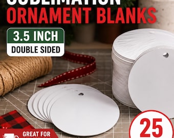 3.5" Metal Sublimation Blanks, Ornament Double Sided Aluminum Rounds, Bulk Pack of 25 Pack Christmas Craft Blanks for Sublimation Sellers