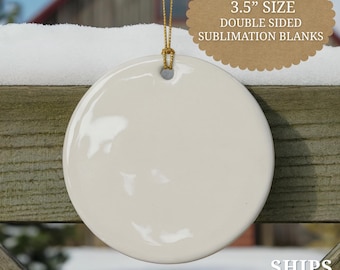 Sublimation Blanks - 3.5" Ceramic Ornament - Double Sided DIY Ornaments for Sublimation.  Exclusive 3.5 Inch Premium Size