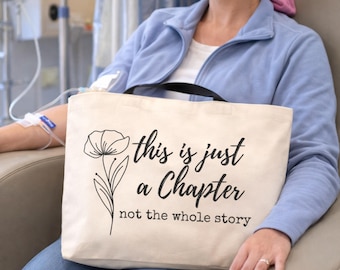 Chemo Gift Canvas Tote Bag, Breast Cancer Awareness Motivational Gift, Chemo Bag, Fight Cancer Tote Bag Cancer Gift Zippered Tote Bag