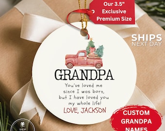 Personalized Grandpa Ornament • Vintage Christmas Papa Keepsake • Gift from Grandchild • Papa Pop Grandad Ornament Grandparent Ornament