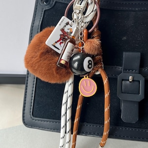 Lucky Taschen Anhänger-8 Ball, Spielkarten, Weinflasche, Herz, Nylon Seil, Geschenk für sie, einzigartige Geldbörse / Taschenanhänger, Schlüsselanhänger Zubehör
