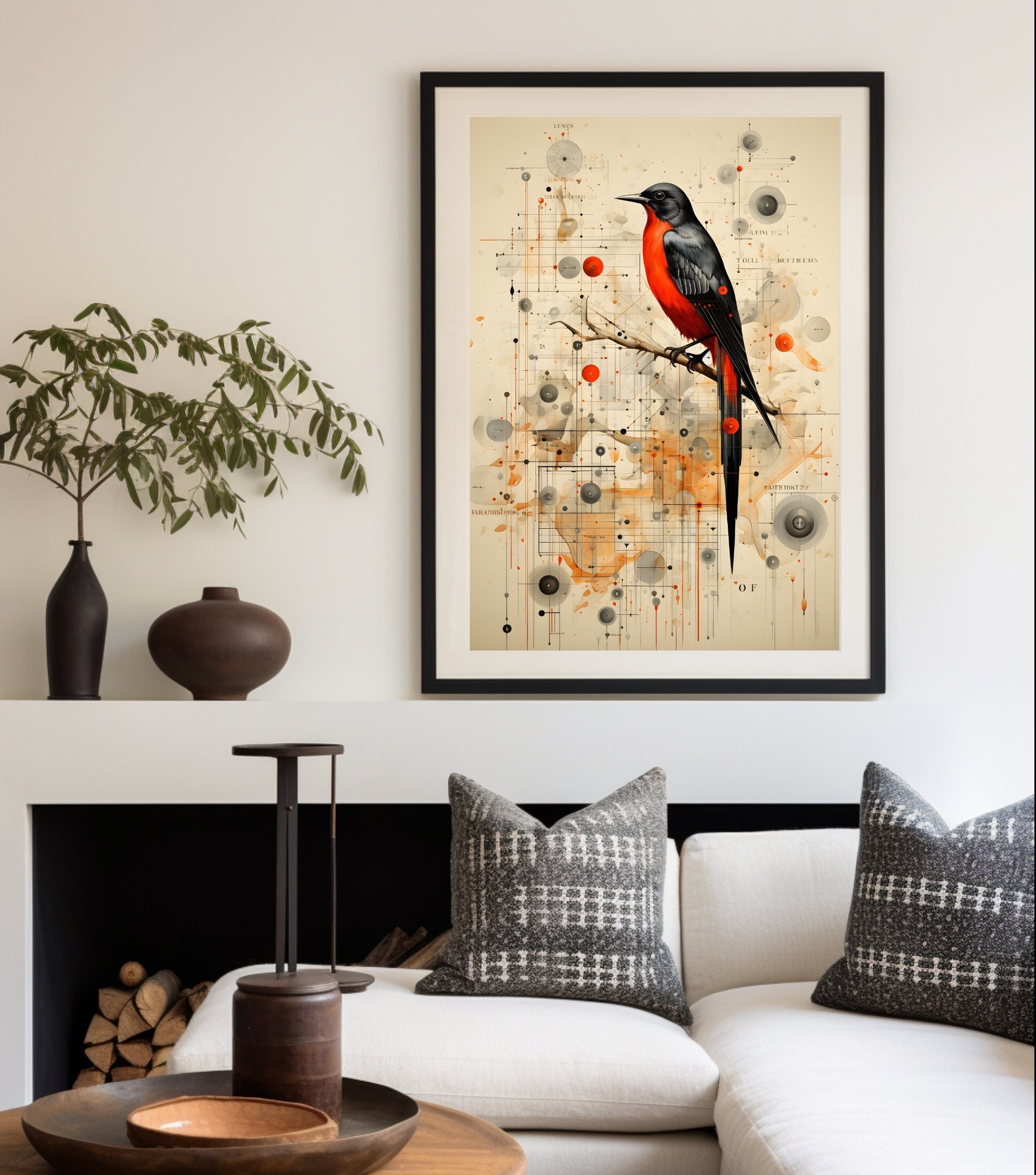 Mid Century Modern Wall Art Retro Style Bird Art Decor - Etsy