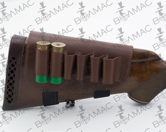 Quality Leather Shotgun Cartridge Holder Ammo Buttstock 16-12GA. Made in Ukraine. US Seller.