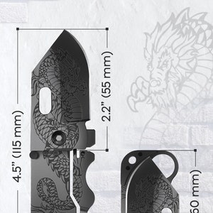 Nouveau couteau de poche portefeuille pliant Mini couteau tactique avec pince à billets Cool Dragon Blade carte de crédit Petit couteau pliant Cadeaux pour hommes et femmes