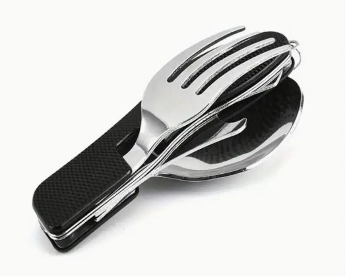 New Camping Combo Knife Set - Detachable Folding Knife, Fork, and Spoon, Multi functional Outdoor Camping Hiking  knife. Made in Poland.