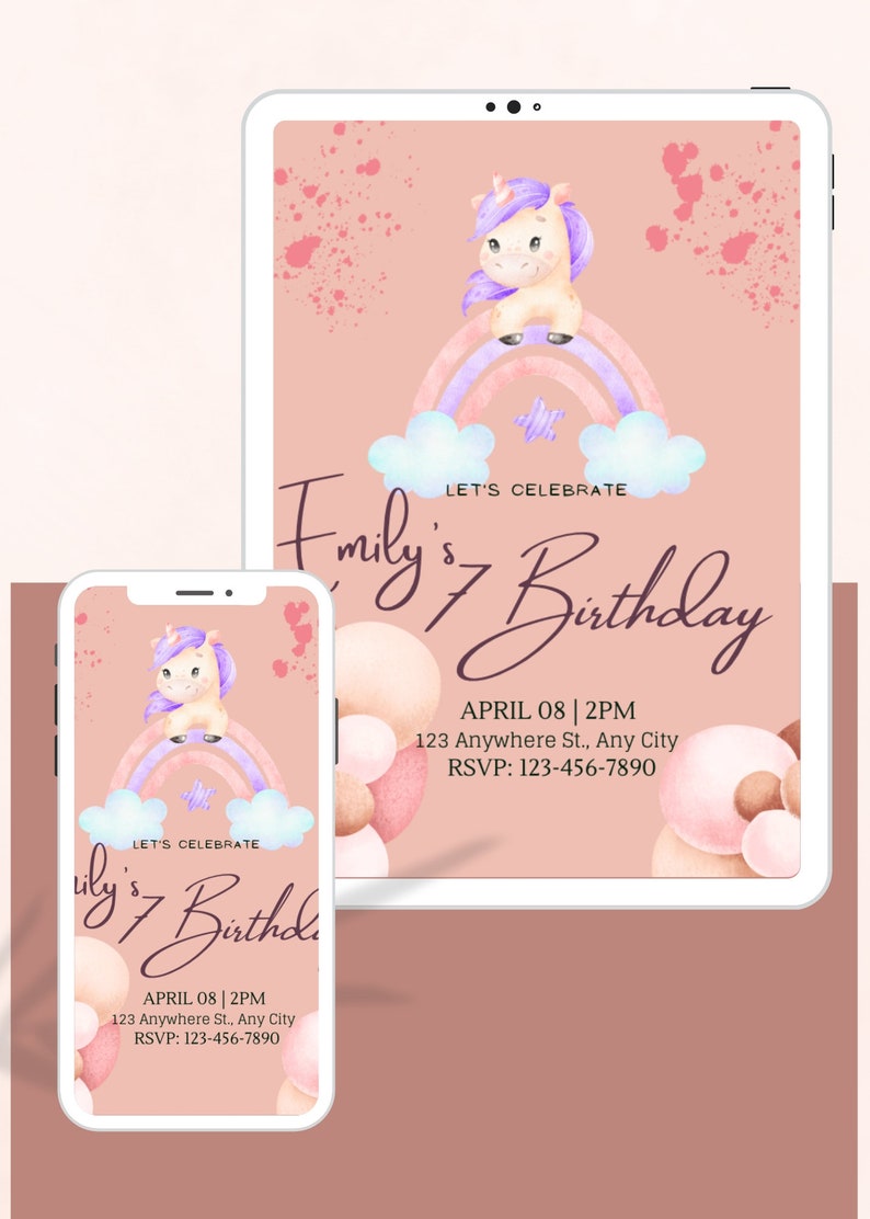 Birthday Invitation Canva Template Digital Invitations Etsy