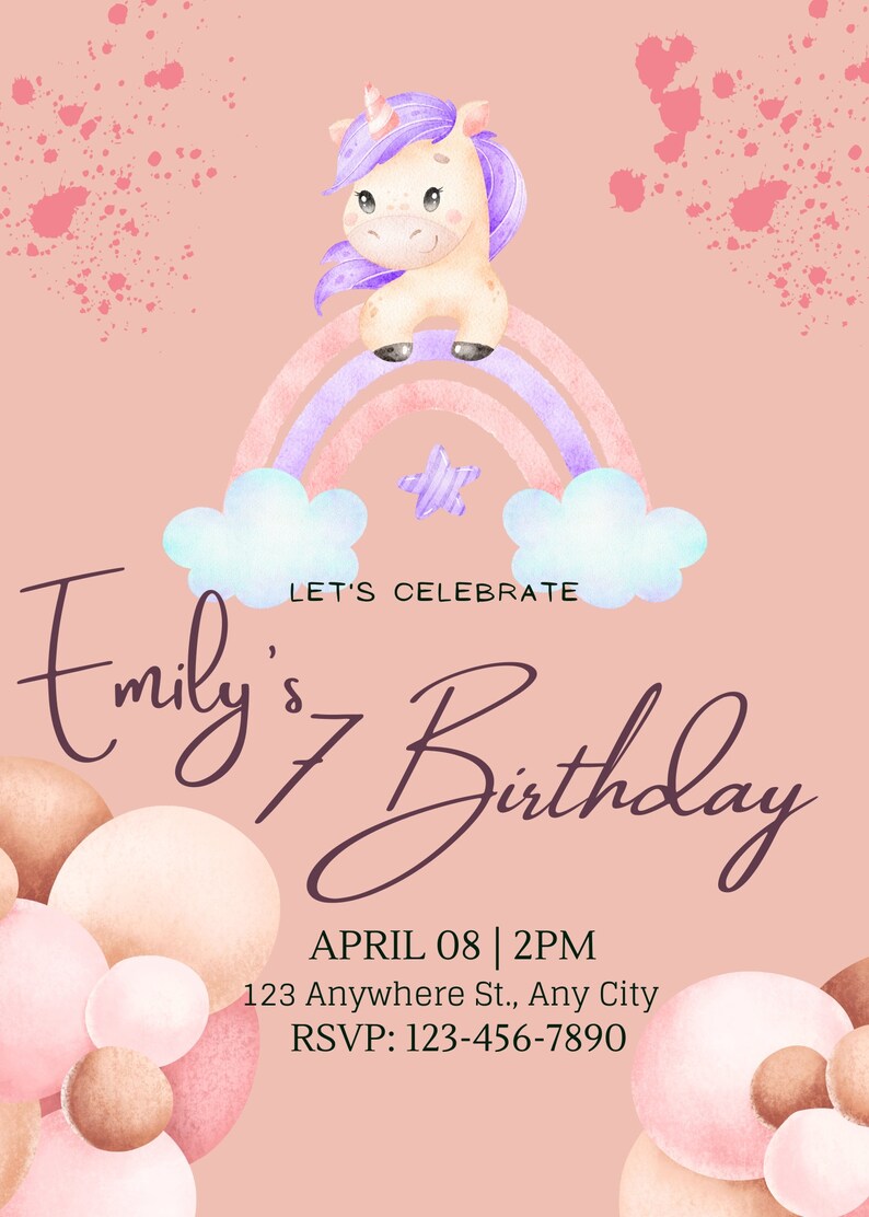 Birthday Invitation Canva Template Digital Invitations Etsy