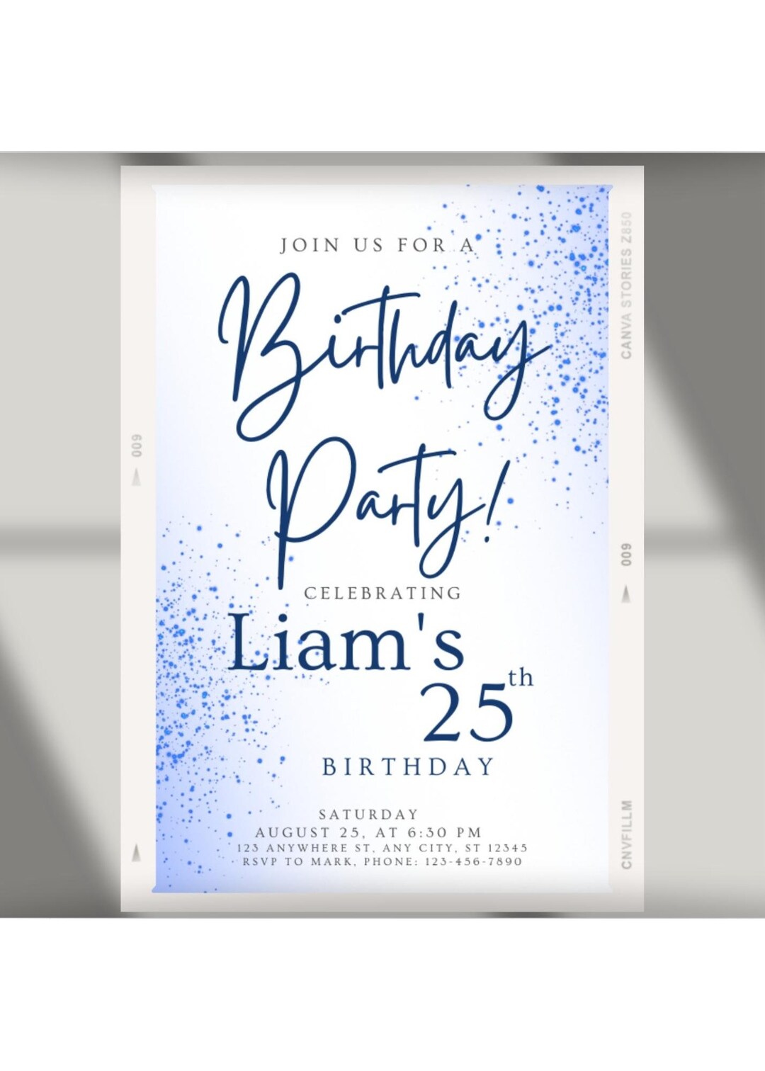 Birthday Invitation Canva Template Digital Invitations Birthday Digital Invit Editable Digital