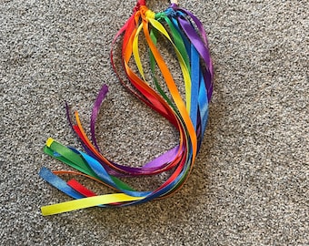 Wooden rainbow ribbon dance ring