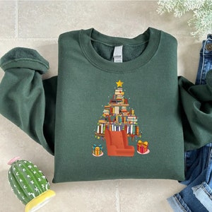 Christmas Book Tree Sweatshirt,Teacher Christmas Sweatshirt,Christmas Gift For Book Lover,Bookworm Christmas,Teacher Gift,School Christmas