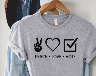 Peace Love Vote Shirt, Election Day Tee, Voting Apparel