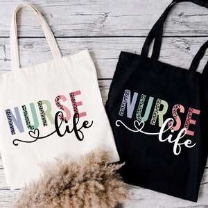 Nurse Life Tote Bags,Cute Gift For Nurse,Leopard Nurse Bag,RN Tote,Nurse Gift,Nurse Graduation,Gift for Nursing Student,Nursing Shoulder Bag