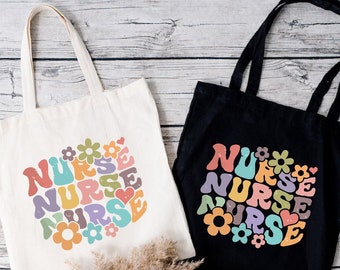 Floral Nurse Tote Bag,Cute Nurse Gift,Shoulder Bag For Nurse,Nurse Appreciation Bag,Nursing Tote,Nurse Life Bag,Tote Bag Gift For Nurse Week