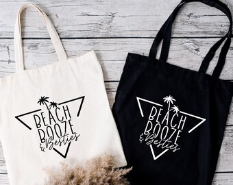 Beach Booze & Besties Tote Bag,Beach Bag Tote,Beach Party Tote,Besties Matching Shoulder Bags,Girls Trip Tote,Besties Gift,Drinking Tote Bag
