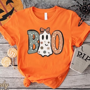 Halloween Boo Shirt, Halloween Ghost T-Shirt, Girl Ghost Shirt, Halloween Gift, Halloween Women Shirt, Spooky Season, Halloween Party Tee image 1