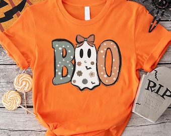 Halloween Boo Shirt, Halloween Ghost T-Shirt, Girl Ghost Shirt, Halloween Gift, Halloween Women Shirt, Spooky Season, Halloween Party Tee