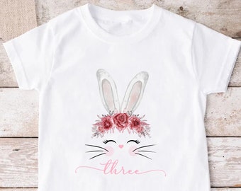 Custom Easter Bunny Birthday Shirt For Girls,Personalised Girls Birthday Baby Shirt,Cute Easter Gift Shirt For Toddler,Girls Birthday Outfit