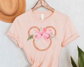 Floral Mickey Head Shirt,Disney Floral Mouse Ears Shirt,Flower Mickey Shirt,Floral Minnie Disney Shirt,Cute Disney Gift,Disney Vacation Tee