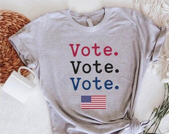 Patriotic Vote Election Day T-Shirt, Red White Blue USA Flag Tee