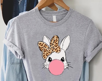 Bubble Gum Bunny Shirt,Funny Womens Easter Shirt,Cute Easter Rabbit Shirt,Gift For Easter,Girls Bunny Shirt,Easter Day Shirts,Easter Outfit
