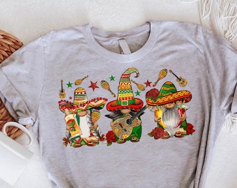 Cinco De Mayo Gnomes Shirt, Mexican Fiesta Tshirt, Party Tees For Women, Gnomes Gift, Funny Mexican Festival Shirts,Sombrero Gnomes Clothing