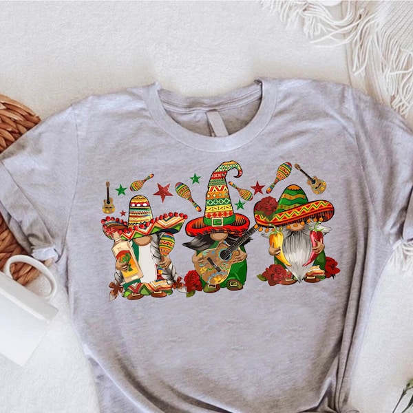 Cinco De Mayo Gnomes Shirt, Mexican Fiesta Tshirt, Party Tees For Women, Gnomes Gift, Funny Mexican Festival Shirts,Sombrero Gnomes Clothing