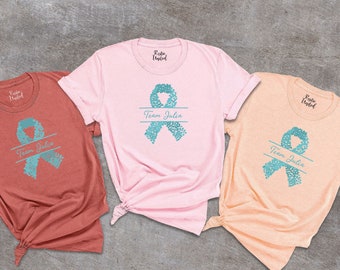 Custom Team Cancer Shirt,Ovarian Cancer Support Group Tee,Cancer Awareness Gift,Ovarian Cancer Tshirt,Personalized Cancer Warrior Shirt