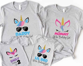 Custom Birthday Girl Tshirt,Unicorn Birthday Shirt,Personalized Unicorn Crown Birthday,Unicorn Custom Shirts,Matching Birthday Family Shirts