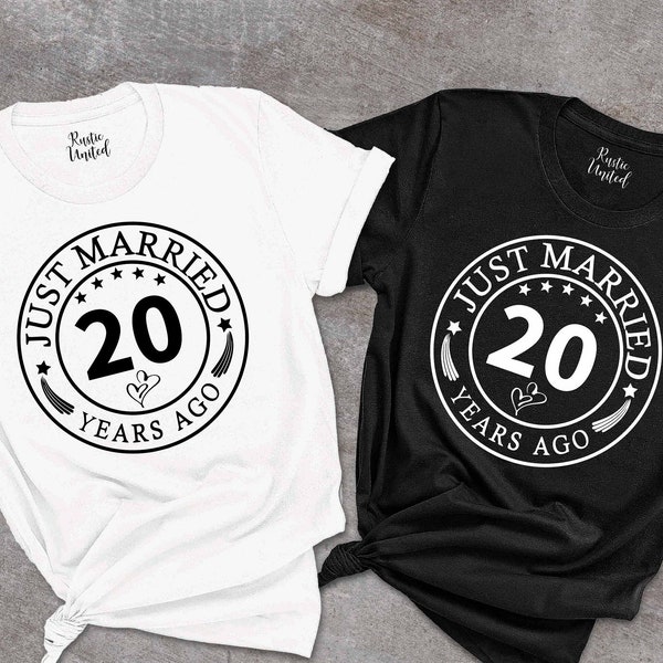 Custom Just Married 20 Years Ago Shirt,20th Wedding Anniversary Matching Couples Shirt,Gift for 20th Wedding Anniversary,Married for 20 Year