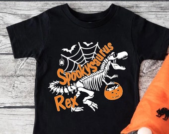 Halloween Dinosaur Shirt For Kids,Spooky Saurus Rex Shirt,Funny Halloween Gift For Toddler,T-Rex Skeleton TShirt,Kids Halloween Party Tee