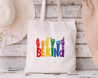 Be Kind Tote Bag,Kindness Bag,LGBTQ Support Gift,Anti Racism Tote,Gift For Her,Equality Bag,LGBT Pride Bag,Motivational Tote,Kindness Gift,