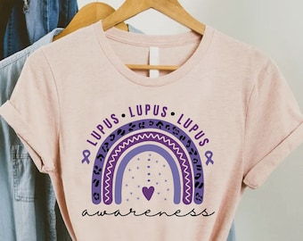 Lupus Awareness Rainbow T-Shirt,Lupus Purple Ribbon Shirt,Lupus Awareness Month Gift,Lupus Support Shirt,Lupus Fighter,Lupus Survivor Shirt