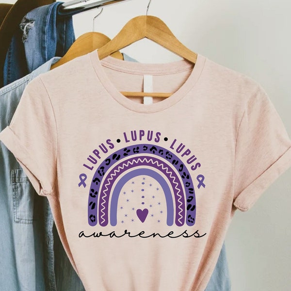 Lupus Awareness Rainbow T-Shirt,Lupus Purple Ribbon Shirt,Lupus Awareness Month Gift,Lupus Support Shirt,Lupus Fighter,Lupus Survivor Shirt