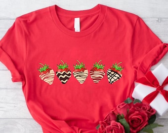Valentines Day Strawberries Shirt,Womens Valentines Day Shirt,Valentines Gift,Chocolate Covered Strawberries Shirt,Cute Valentines Day Tee