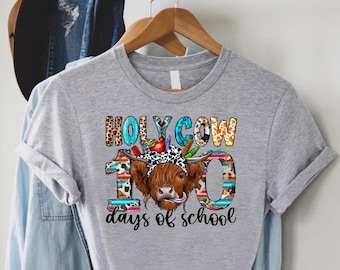 Funny 100th Day Of School Shirt,Holy Cow 100 Days Of School Shirt,100 Days Gift,100 Days Tee With Cow For Teacher & Students,Back To School