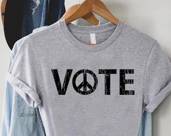 Vote Shirt Women, Election Day Shirt, Voter T-shirt, Voting Tee, Politics Shirt, Peace Sign Graphic T Shirt, Register To Vote
