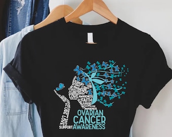 Ovarian Cancer Awareness Shirt,Ovarian Cancer Patient Gift,Cancer Support Shirts,Ovarian Cancer Survivor T-Shirt,Cancer Warrior,Teal Ribbon