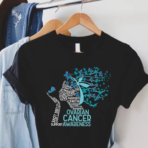Ovarian Cancer Awareness Shirt,Ovarian Cancer Patient Gift,Cancer Support Shirts,Ovarian Cancer Survivor T-Shirt,Cancer Warrior,Teal Ribbon