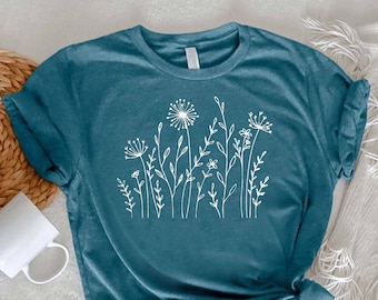 Windflowers Shirt,Dandelion Shirt,Mothers Day Gift,Womens Floral Tee,Dandelion Flower TShirt,Birthday Gift Women,Cottagecore,Dandelion Tee