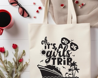 Girls Cruise Tote Bag,It's a Girls' Trip 2026,Cruise Girls Trip Totes,Cruise Vacation Shoulder Bag,Girls Trip Gift,Summer Cruise Travel Bag
