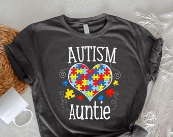 Autism Awareness Shirt,Autism Auntie Tshirt,Gift For Aunt,Puzzle Pieces Tee,Autism Acceptance Women Shirt,Support Outfit,Autistic Auntie Tee
