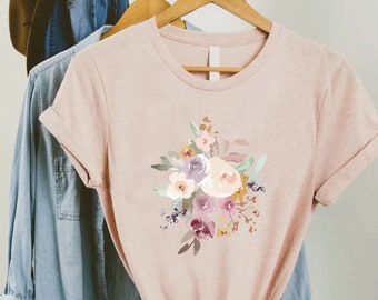 Watercolor Flower Shirt,Womens Floral Shirt,Mom Gift Shirt,Wildflower T-Shirt,Floral Mothers Day Gift,Flower Tee,Botanical Shirt,Plant Lover